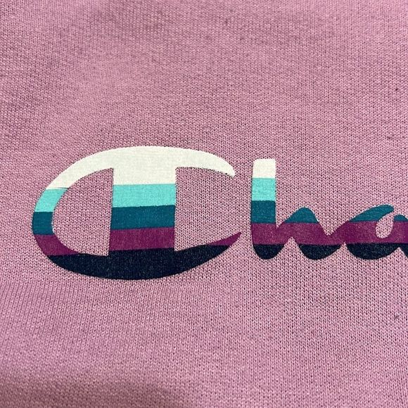 Champion Lavender Purple Teal Logo Script Hoodie Sz Medium - Picture 4 of 12